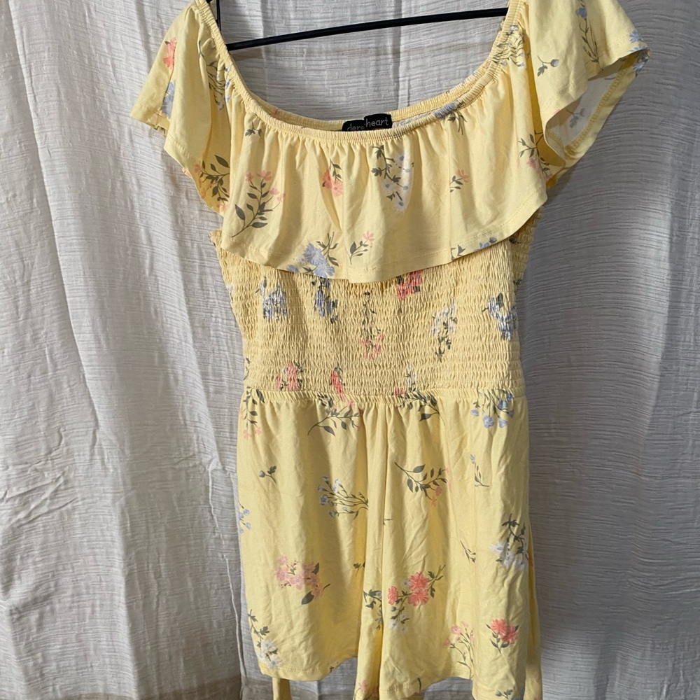 Derek Heart Yellow Off-Shoulder Romper